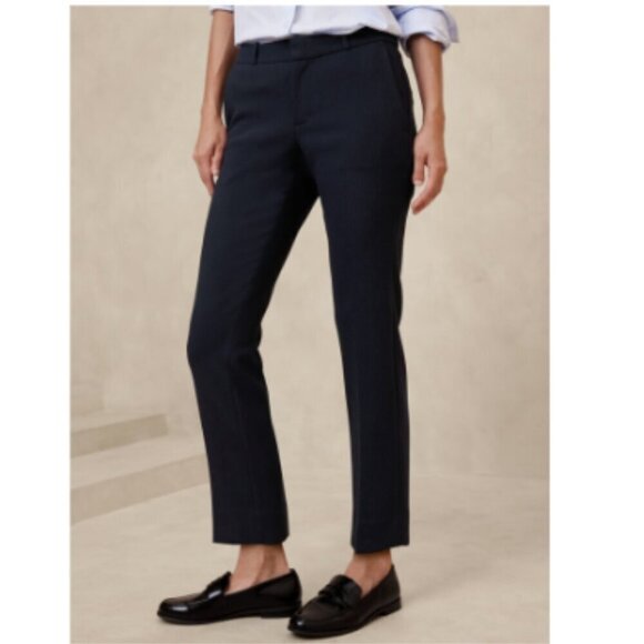 Banana Republic RYAN Double Weave Straight Ankle Pants Navy Blue Size 2 PETITE - Picture 3 of 4